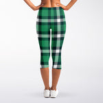 Irish St. Patrick's Day Plaid Print Women's Capri Leggings