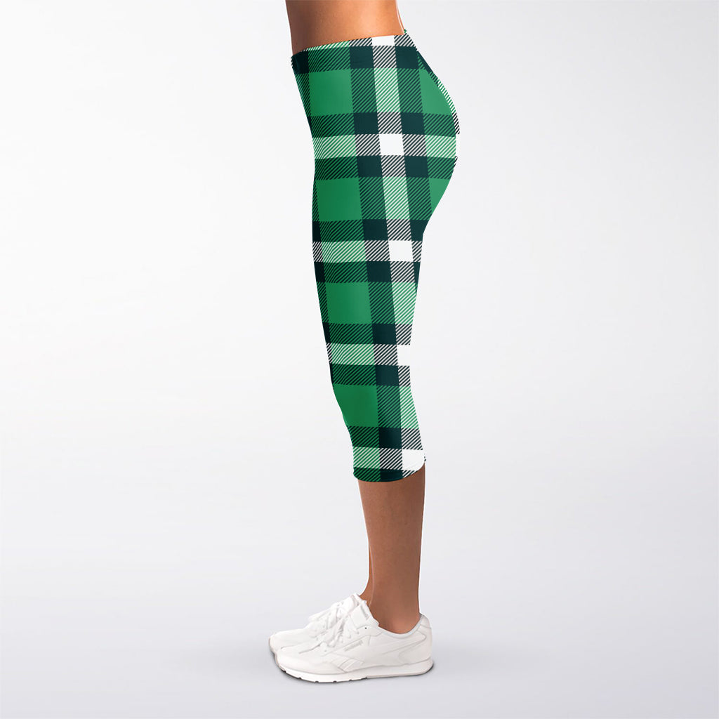 Irish St. Patrick's Day Plaid Print Women's Capri Leggings