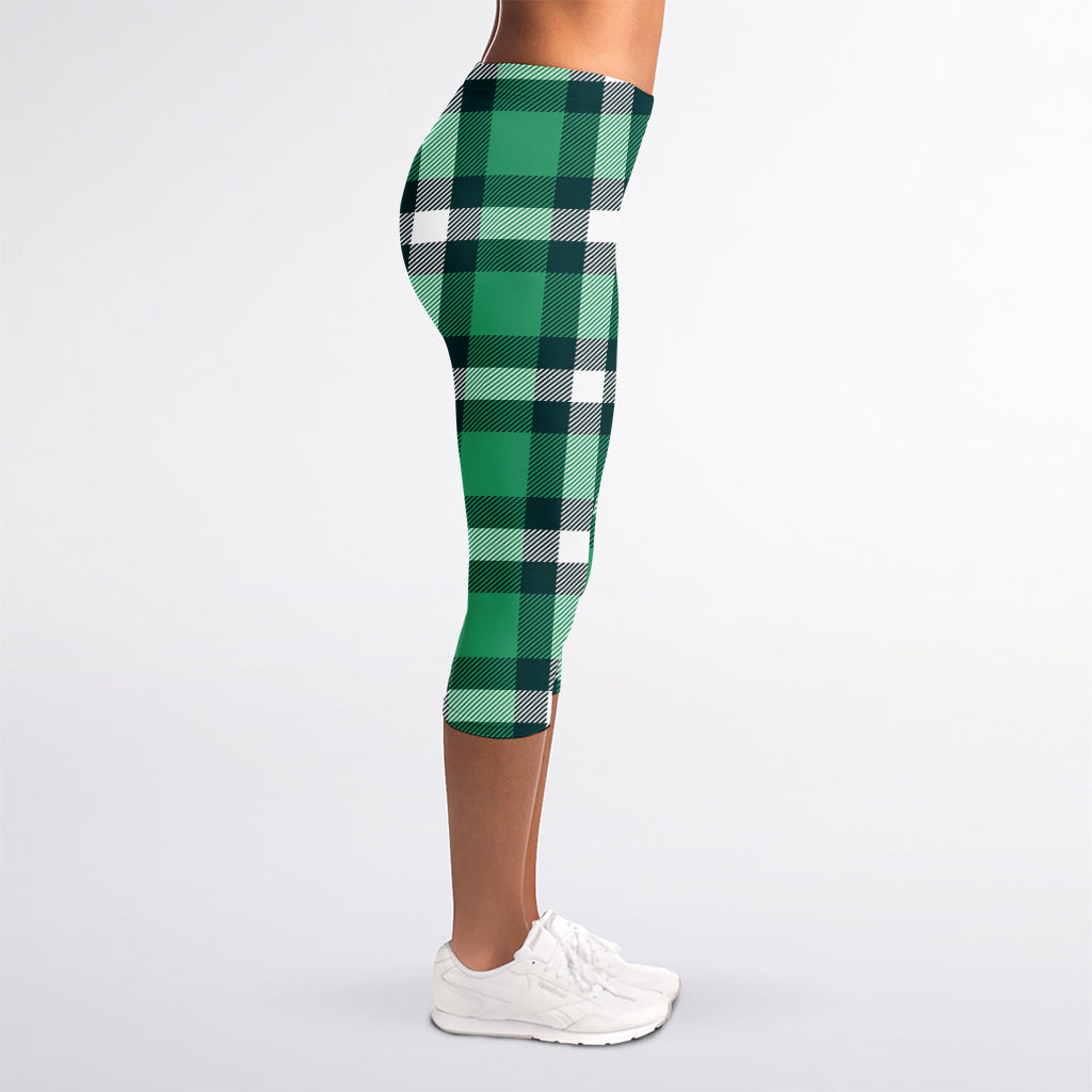 Irish St. Patrick's Day Plaid Print Women's Capri Leggings