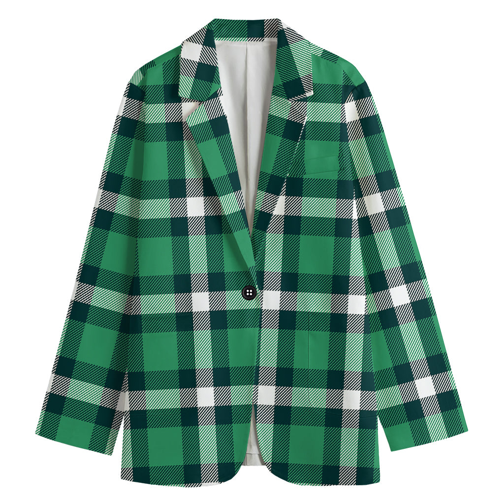 Irish St. Patrick's Day Plaid Print Women's Cotton Blazer