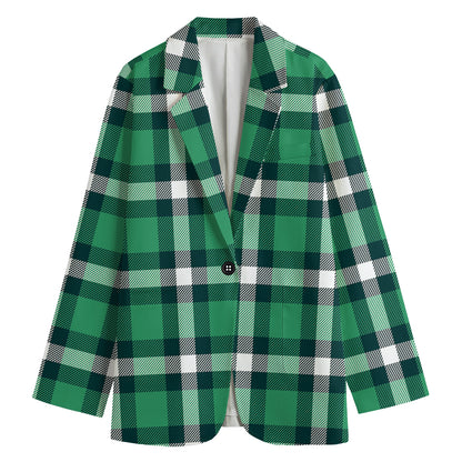 Irish St. Patrick's Day Plaid Print Women's Cotton Blazer