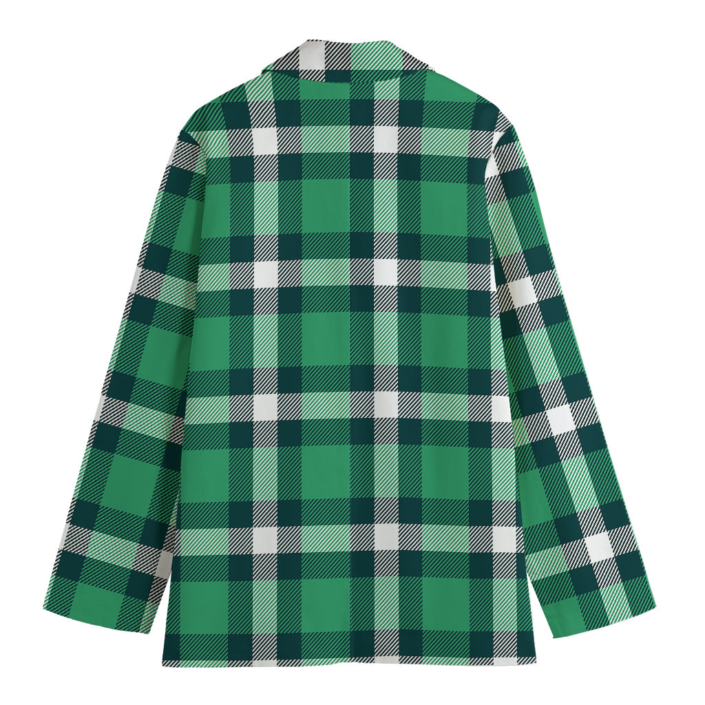 Irish St. Patrick's Day Plaid Print Women's Cotton Blazer