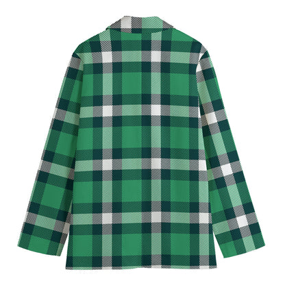 Irish St. Patrick's Day Plaid Print Women's Cotton Blazer