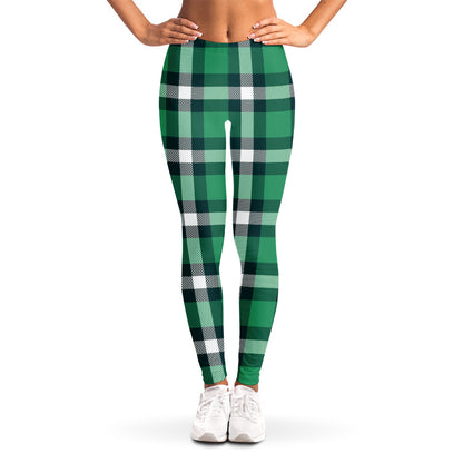 Irish St. Patrick's Day Plaid Print Women's Leggings