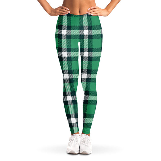 Irish St. Patrick's Day Plaid Print Women's Leggings