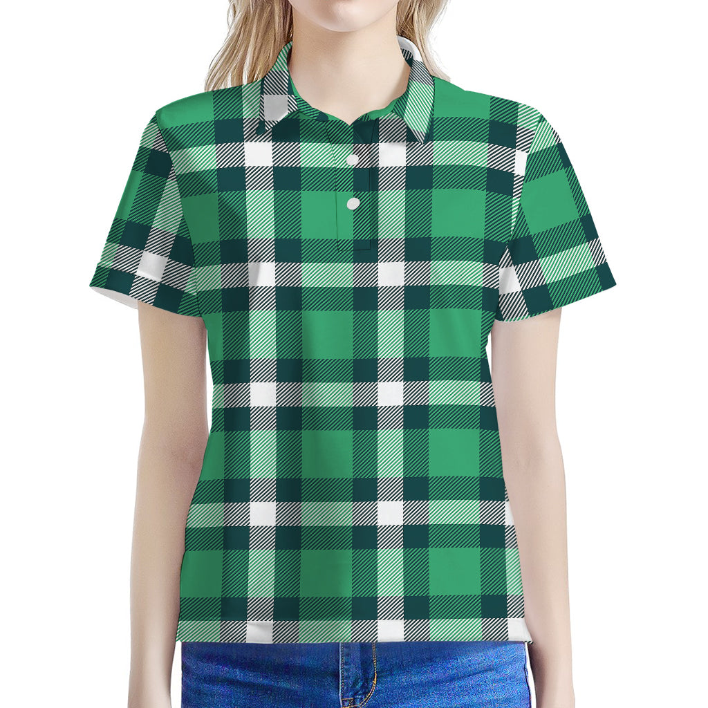 Irish St. Patrick's Day Plaid Print Women's Polo Shirt