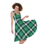 Irish St. Patrick's Day Plaid Print Women's Sleeveless Dress