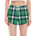 Irish St. Patrick's Day Plaid Print Women's Split Running Shorts