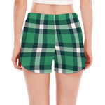 Irish St. Patrick's Day Plaid Print Women's Split Running Shorts