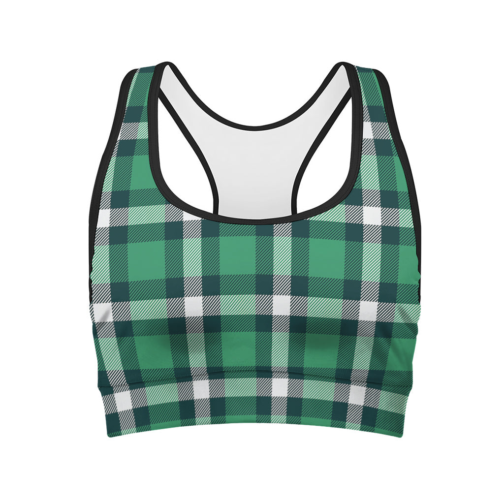 Irish St. Patrick's Day Plaid Print Women's Sports Bra