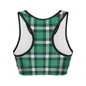 Irish St. Patrick's Day Plaid Print Women's Sports Bra