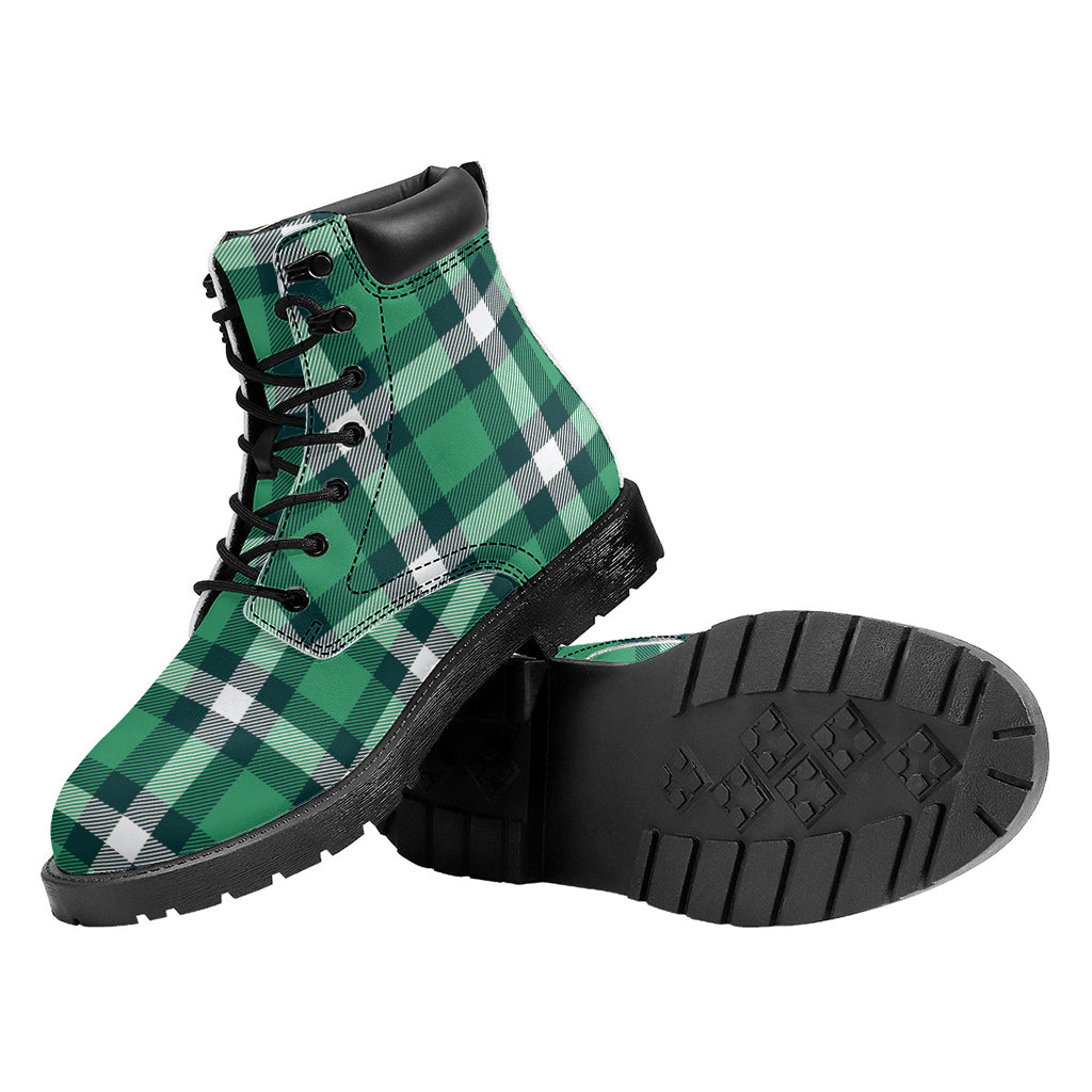 Irish St. Patrick's Day Plaid Print Work Boots
