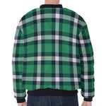 Irish St. Patrick's Day Plaid Print Zip Sleeve Bomber Jacket