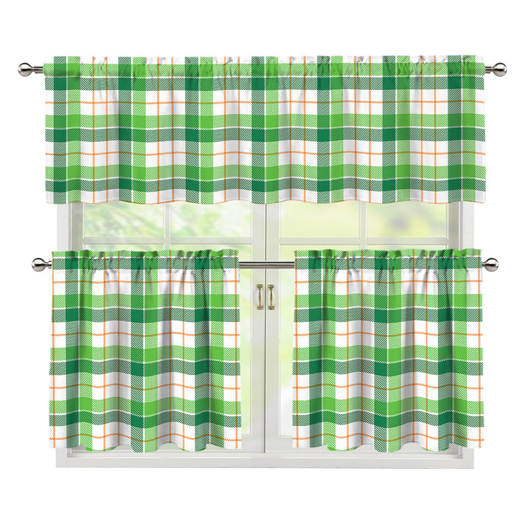 Irish St. Patrick's Day Tartan Print 3 Piece Kitchen Curtains