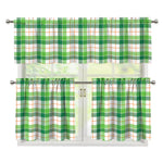 Irish St. Patrick's Day Tartan Print 3 Piece Kitchen Curtains