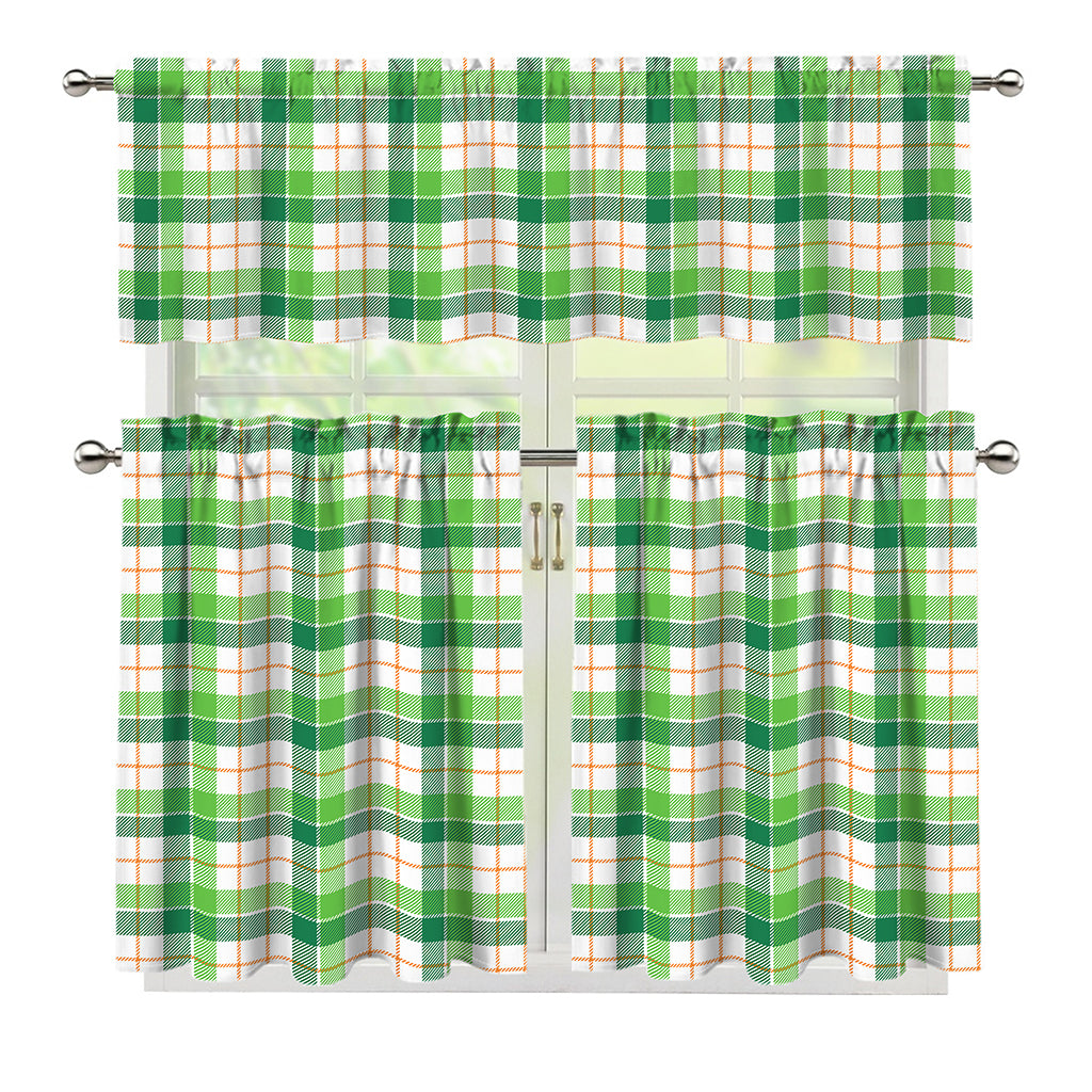 Irish St. Patrick's Day Tartan Print 3 Piece Kitchen Curtains