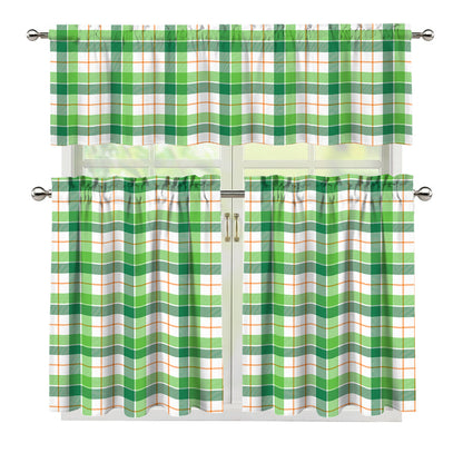 Irish St. Patrick's Day Tartan Print 3 Piece Kitchen Curtains