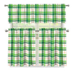 Irish St. Patrick's Day Tartan Print 3 Piece Kitchen Curtains