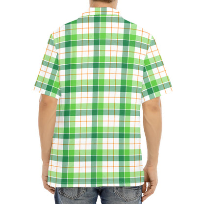 Irish St. Patrick's Day Tartan Print Aloha Shirt