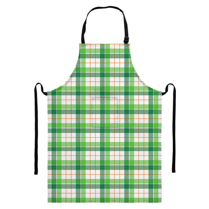 Irish St. Patrick's Day Tartan Print Bib Apron With Pocket