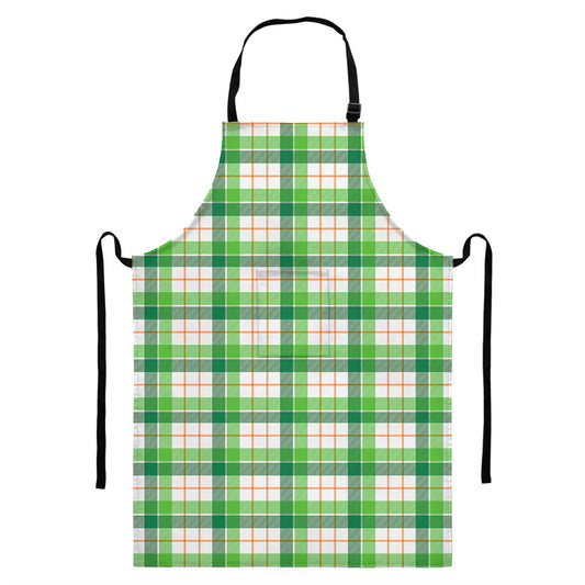 Irish St. Patrick's Day Tartan Print Bib Apron With Pocket