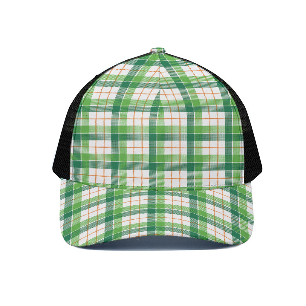 Irish St. Patrick's Day Tartan Print Black Mesh Trucker Cap