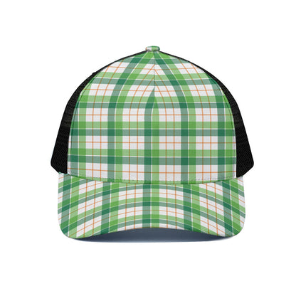 Irish St. Patrick's Day Tartan Print Black Mesh Trucker Cap