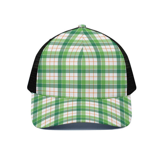 Irish St. Patrick's Day Tartan Print Black Mesh Trucker Cap