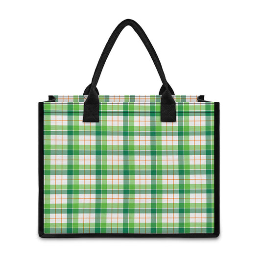 Irish St. Patrick's Day Tartan Print Canvas Tote Bag