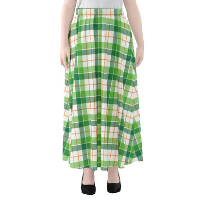 Irish St. Patrick's Day Tartan Print Chiffon Maxi Skirt