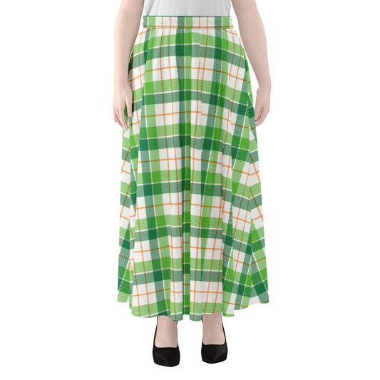 Irish St. Patrick's Day Tartan Print Chiffon Maxi Skirt