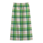 Irish St. Patrick's Day Tartan Print Cotton Front Slit Maxi Skirt