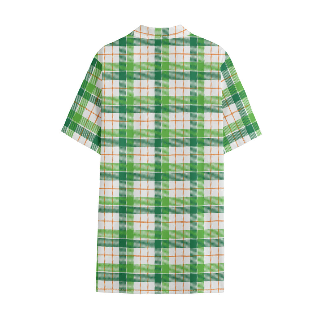 Irish St. Patrick's Day Tartan Print Cotton Hawaiian Shirt