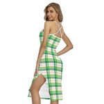 Irish St. Patrick's Day Tartan Print Cross Back Cami Dress
