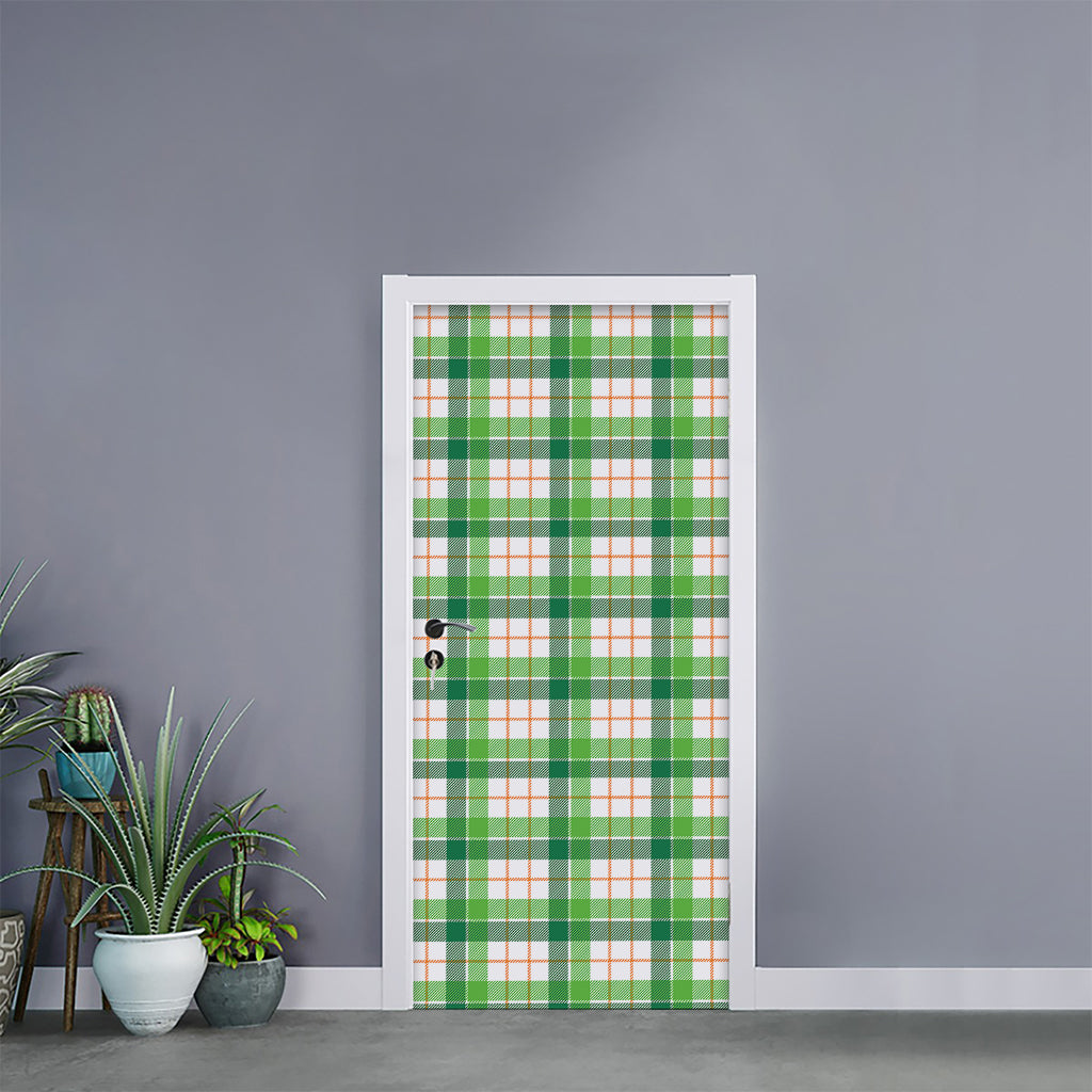 Irish St. Patrick's Day Tartan Print Door Sticker