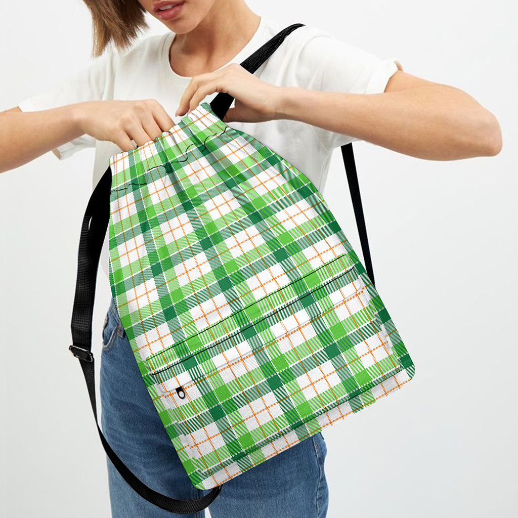 Irish St. Patrick's Day Tartan Print Drawstring Backpack