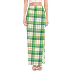 Irish St. Patrick's Day Tartan Print High Slit Maxi Skirt
