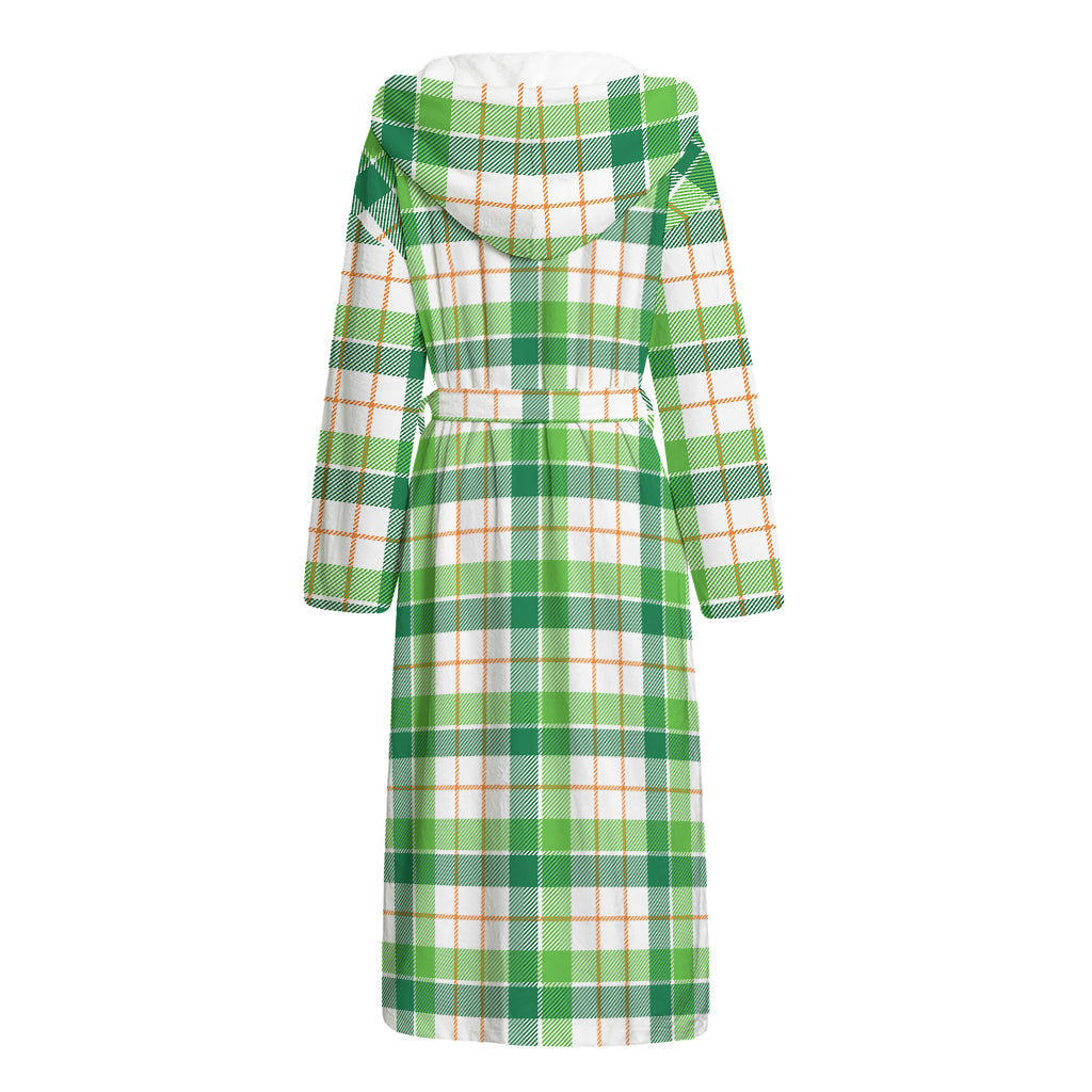 Irish St. Patrick's Day Tartan Print Hooded Bathrobe