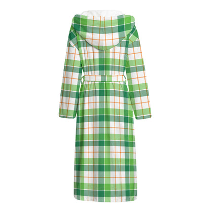 Irish St. Patrick's Day Tartan Print Hooded Bathrobe