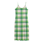 Irish St. Patrick's Day Tartan Print Jersey Midi Cami Dress