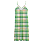 Irish St. Patrick's Day Tartan Print Jersey Midi Cami Dress