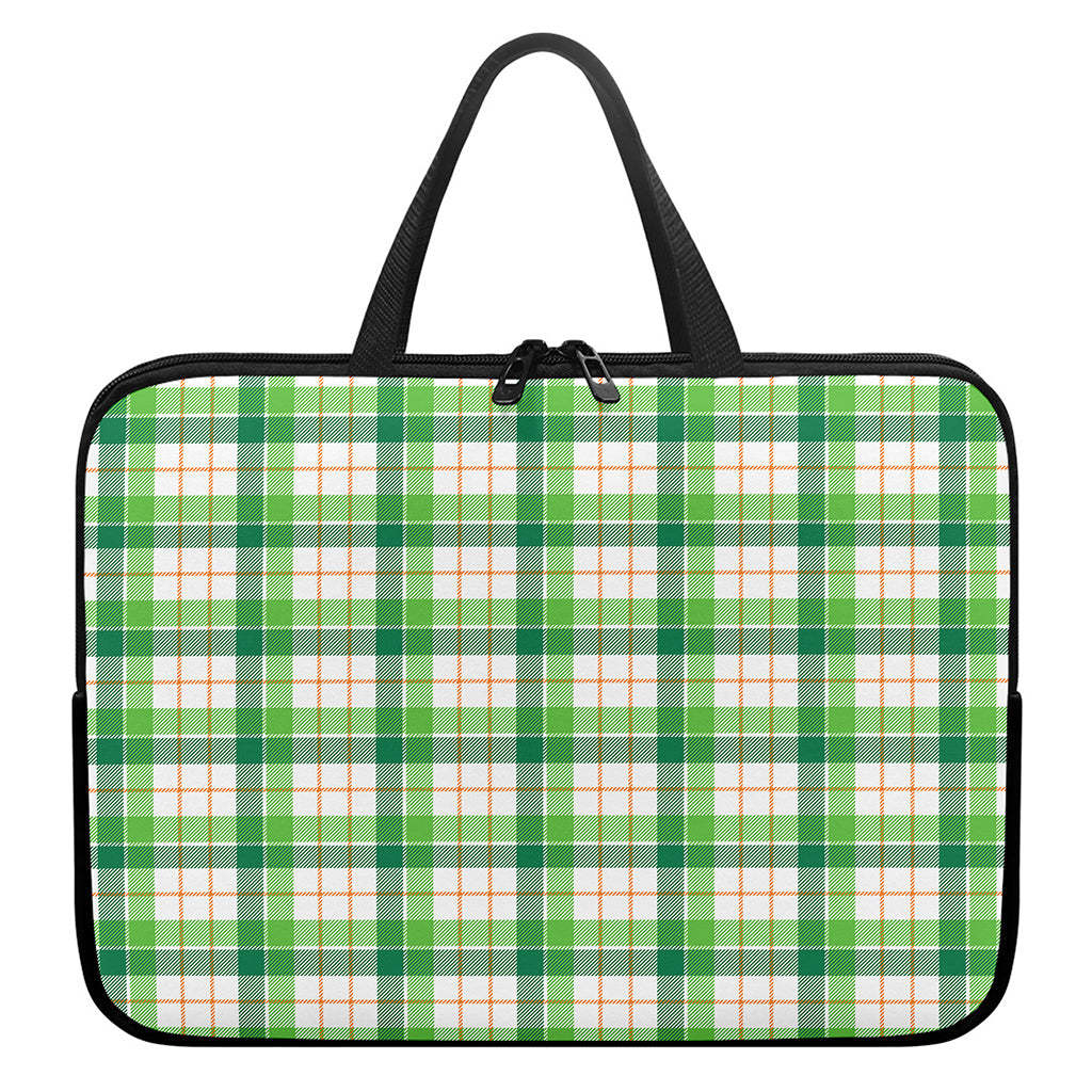 Irish St. Patrick's Day Tartan Print Laptop Sleeve With Handle