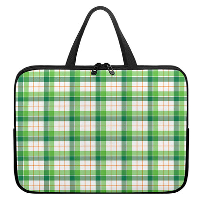Irish St. Patrick's Day Tartan Print Laptop Sleeve With Handle