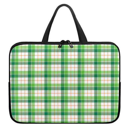Irish St. Patrick's Day Tartan Print Laptop Sleeve With Handle