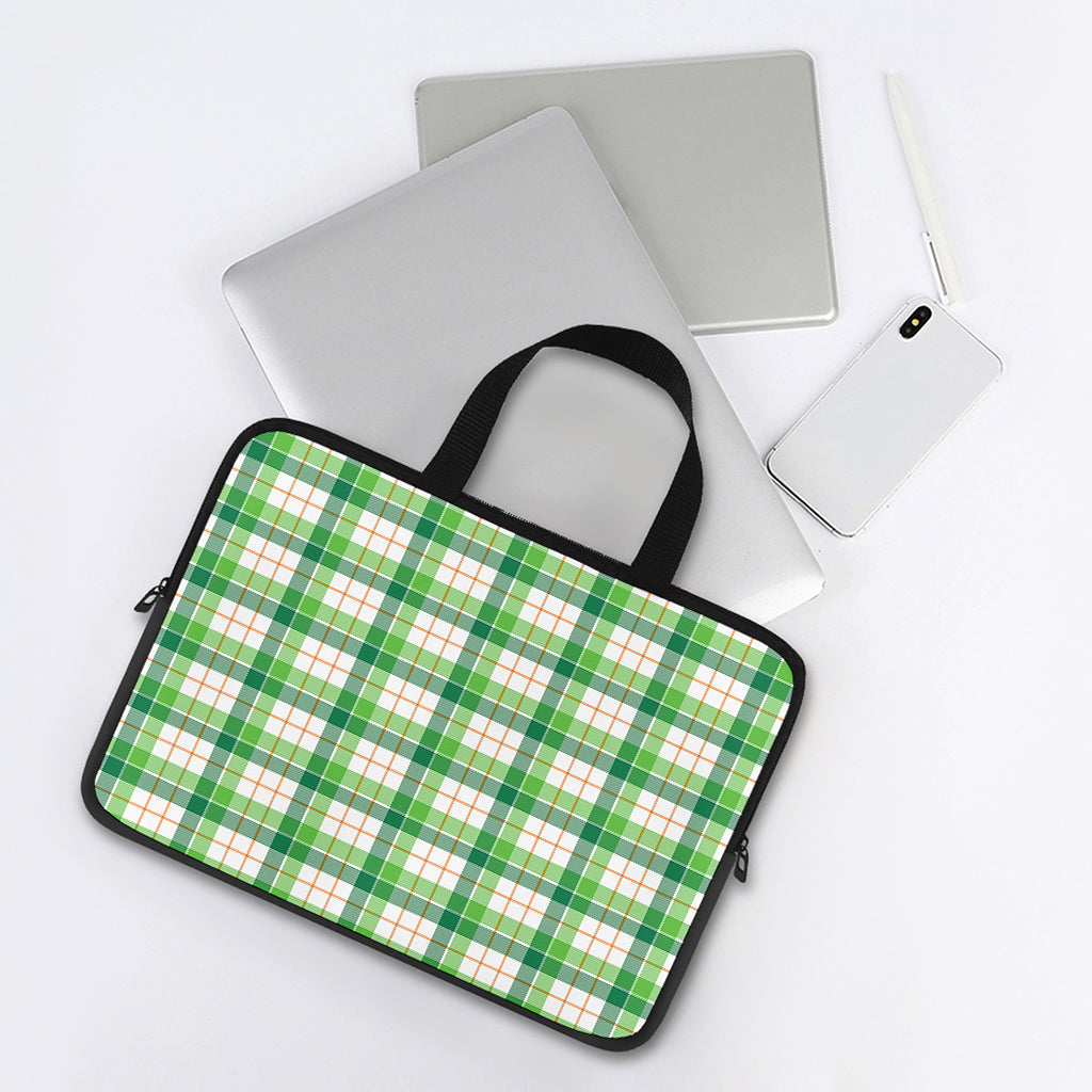 Irish St. Patrick's Day Tartan Print Laptop Sleeve With Handle