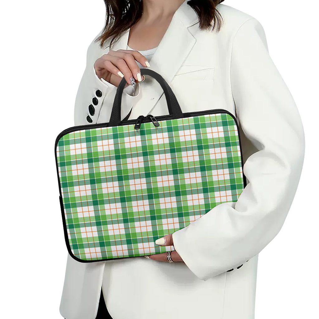 Irish St. Patrick's Day Tartan Print Laptop Sleeve With Handle