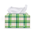 Irish St. Patrick's Day Tartan Print Leather Tissue Box Cover