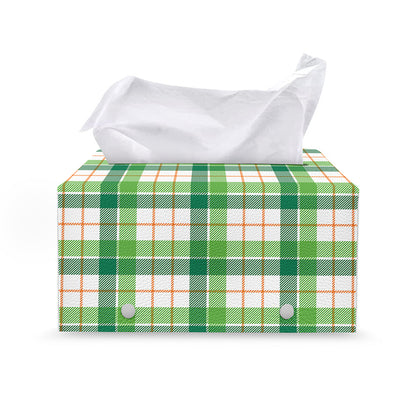 Irish St. Patrick's Day Tartan Print Leather Tissue Box Cover
