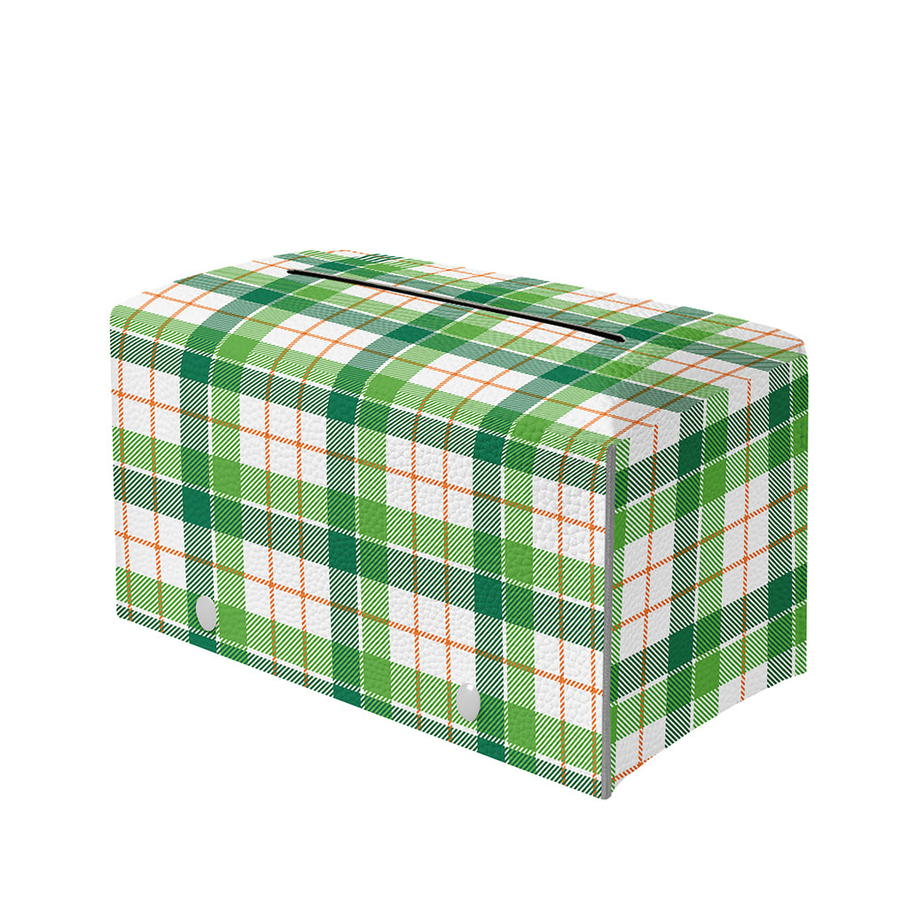 Irish St. Patrick's Day Tartan Print Leather Tissue Box Cover