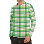 Irish St. Patrick's Day Tartan Print Men's Long Sleeve Rash Guard
